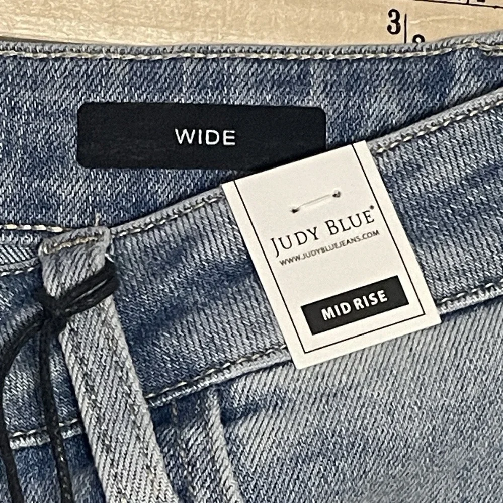 Judy Blue Flare Jeans Womens 9/29 Mid‎ Rise Boho Wide Leg Unhemmed Raw Edge